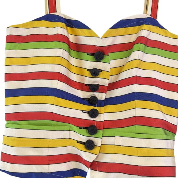 NWOT Vintage Yves Saint Laurent 100% Silk Button Up Multicolor Peplum Top SizeXS - Picture 3 of 10